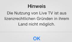 Live-TV-Empfang mit 7TV ist nur innerhalb Deutschlands mglich