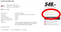 Das LG G3 auf der Media-Markt-Webseite. 