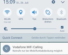 Hinweis auf nicht mgliche Notrufe per WiFi Calling