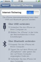 Tethering ber Bluetooth und USB