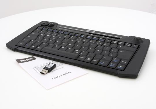 Kabellose USB Tastatur mit Trackball 