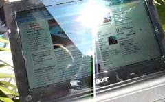 Acer Aspire One 521 Test Display aufgeschraubt AMD Netbook