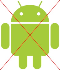 Ein durchgestrichenes Android-Logo.