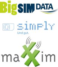Logos von BigSIM, maXXim und simply