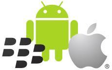 Logos von Android, Apple und Blackberry
