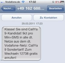 SMS-Einladung zu CallYa 9