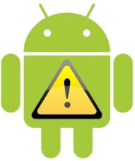 Android mit Warnhinweis