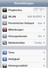 Konfigurationsmen unter iOS5