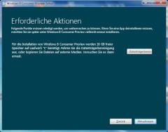 Windows 8 braucht 16 GB freien Festplattenspeicherplatz