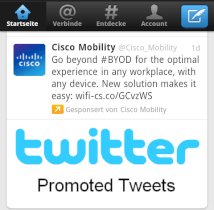 Ein Promoted Tweet auf der mobilen Webseite von Twitter.