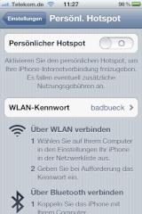 Persnlicher Hotspot mit dem iPhone im Telekom-Netz