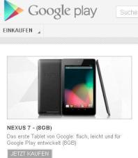 Nexus 7 im deutschen Play Store