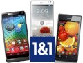 Motorola RAZR i, LG P760 Optimus L9 und Huawei Ascend P1 bei 1&1