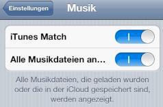 iTunes Match kann in den Einstellungen deaktiviert werden