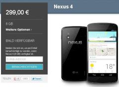 Nexus 4 nach wenigen Minuten ausverkauft