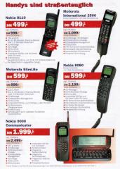 Highlight im Mannesmann-D2-Prospekt 1997: Der Nokia 9000 Communicator als erstes Smartphone