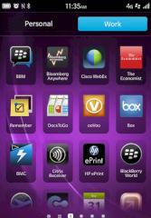 Blackberry Balance mit dem geschflich genutzten Teil des Smartphones