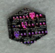 Unterm Mikroskop sind die kleinen Metallplttchen in der Substanz sichtbar