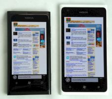 Zwei Modelle mit dem etwas lteren Windows Phone 7: Nokia Lumia 800 (links) und 900.