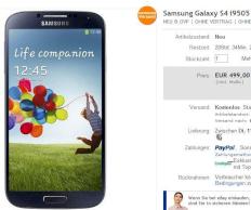 Samsung Galaxy S4 fr 499 Euro
