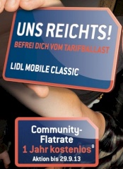 Lidl mit kostenloser Community Flatrate fr Bestandskunden.
