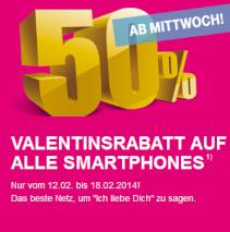Zum Valentinstag 50 Prozent auf Smartphones.