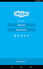 Android: Noch ist ein Login mit dem Skype-Namen mglich.