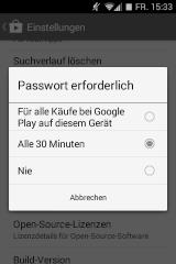 Der Google Play Store kann nun immer nach dem Passwort fragen.