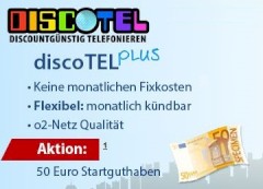 Das Startguthaben bei discoTEL steigt kurzzeitig auf 50 Euro