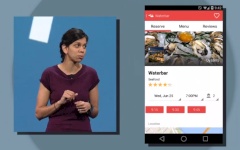 Eine Android-Entwicklerin zeigt eine App im Material Design.