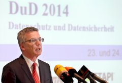 Bundesinnenminister Thomas de Maizire auf der DuD 2014.