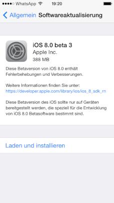 iOS8 Beta 3 verfgbar