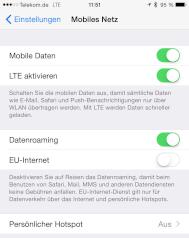 Konfigurationsmen fr mobilen Internet-Zugang nicht verfgbar