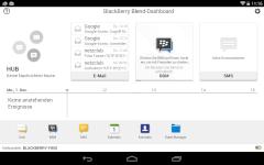 Blackberry Blend Dashboard auf einem Android-Tablet