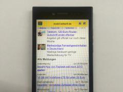 Mobile teltarif.de-Seite im Browser des Blackberry Leap