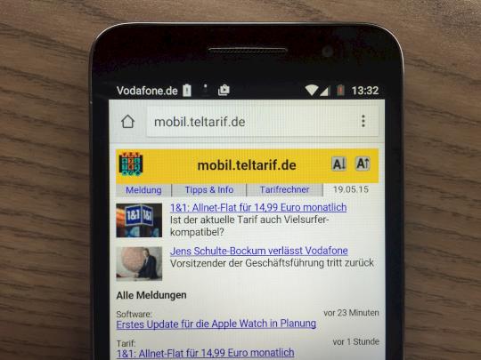 Mobile teltarif.de-Version im Chrome-Browser