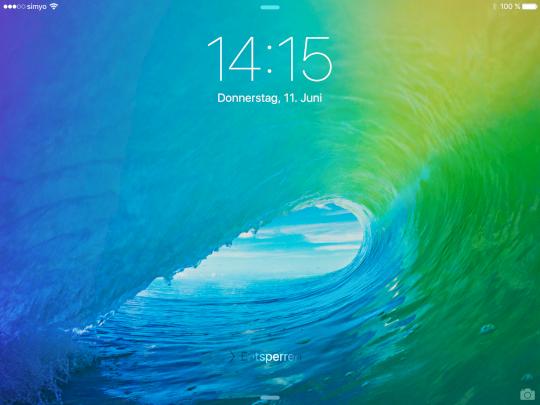 Lockscreen des iPad Air 2 unter iOS 9