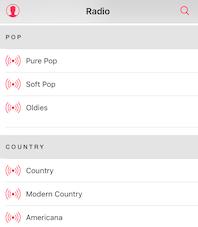 Blick in die amerikanische Apple-Music-Radio-Stationsliste
