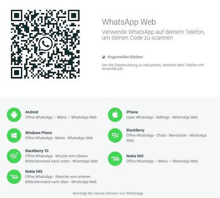 WhatsApp-Web-Startseite am PC