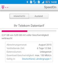 Telekom-Webseite mit Datentarif-Info