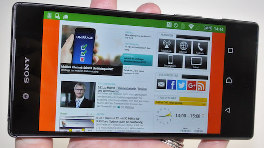 Internet-Fhigkeiten und Akku des Sony Xperia Z5 im Test