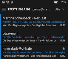 Outlook Mail ohne kombinierten Posteingang