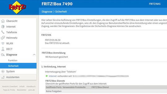 FRITZ!OS 6.50 auf der FRITZ!Box 7490 erfolgreich installiert
