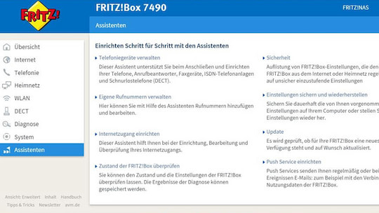 Benutzeroberflche der FRITZ!Box 7490 im neuen Design