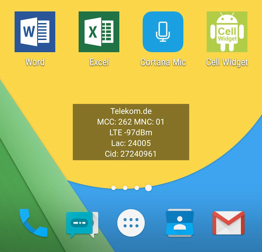 Cell Widget auf dem Android-Homescreen