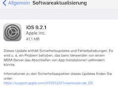 iOS 9.2.1 bringt vor allem Fehlerbehebungen und Sicherheitsupdates