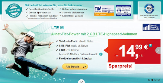 hellomobil LTE M fr 14,99 Euro