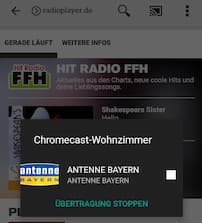 Chromecast-Streaming mit Radioplayer.de