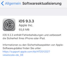 iOS 9.3.3 fr iPhone, iPad und iPod touch verfgbar