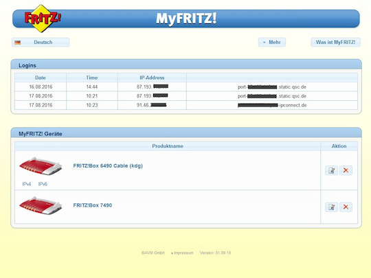 Die alte bzw. offizielle Version von myfritz.net
